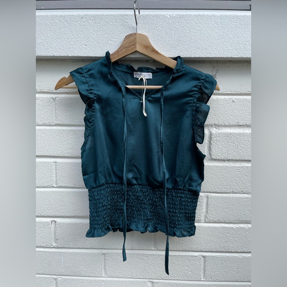 Paper Crane Ruffle Top